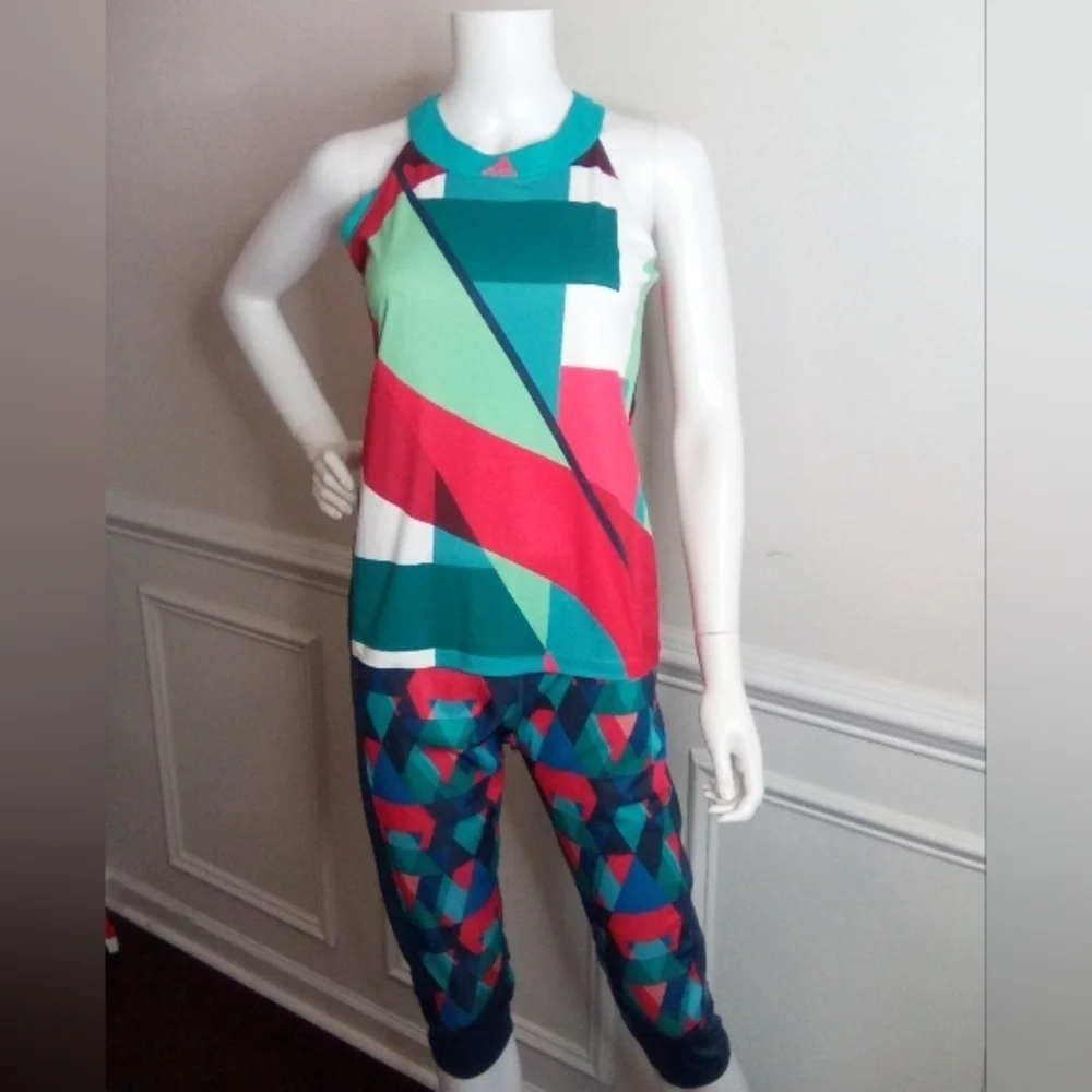 Adidas Girls Multicolor Geometric Adizero Tennis Tank Top